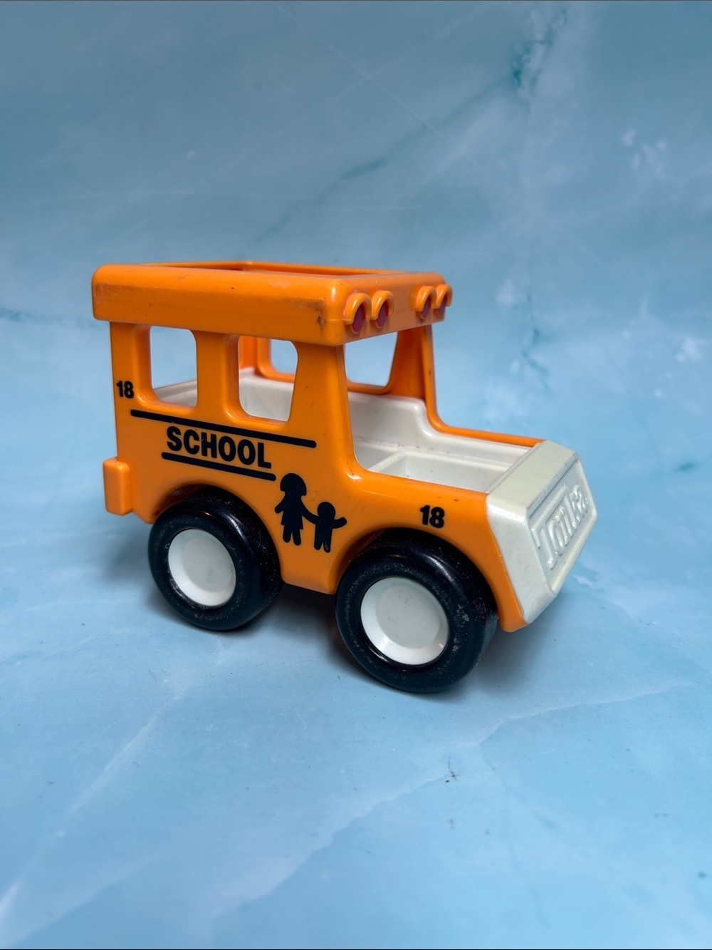 Vintage 1987 Tonka Yellow School Bus Toy Vehicle Chunky 5" Clicking Wheel